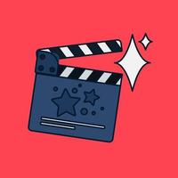 Flat movie clapperboard vector