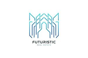 diseño de logotipo inmobiliario moderno y futurista con estilo de línea. identidad de marca de la industria de la arquitectura o la construcción vector