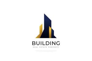 Elegant Blue and Gold Real Estate Logo Design. Building or Construction Logo for Real Estate Industry Identity