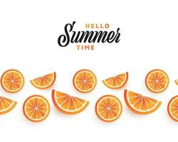 Summer Festive Background with 3D Realistic Oranges. Summer Time Background for Banner or Poster Design. Hello Summer Design vector