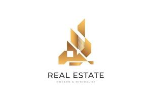 Luxury Real Estate Logo Design. Gold Architecture, Building and Construction for Real Estate Industry Identity vector