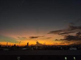 view of the sky and sunset with beautiful thick clouds photo