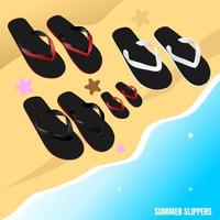 slippers with four sections. perfect for indoors or for summer. vector