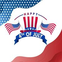 Happy 4th of july, independence day USA, America greeting card template copyspace background banner vector