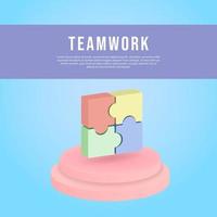 3d illustration of multicolored teamwork puzzle content templates. - Vector. vector