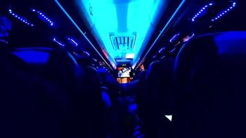 Time lapse of inside bus view with neon light video