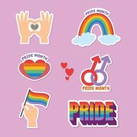 Pride Month Sticker Set Design vector