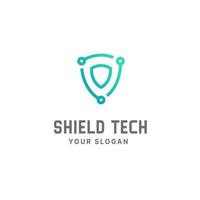 Shield tech logo design template, cyber security, tech logo, shield logo vector