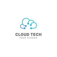 Cloud logo design template cloud technology tech logo cloud data vector