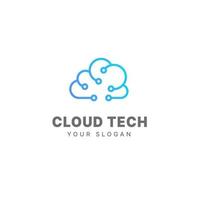 Cloud logo design template cloud technology tech logo cloud data vector