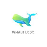 Plantilla colorida degradada de diseño de logotipo de ballena vector