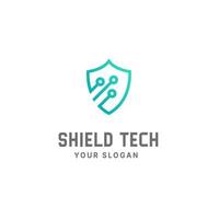 Shield tech logo design template, cyber security, tech logo, shield logo vector