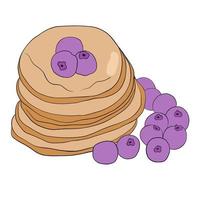 Pancakes with blueberries. Breakfast graphic vector illustration