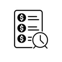 document with clock, time management icon vector