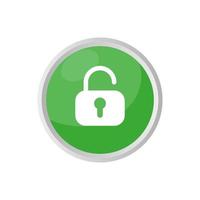 glossy unlock button icon vector