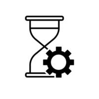 reloj de arena con rueda dentada. vector de icono de gestión de tiempo