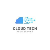 Cloud logo design template cloud technology tech logo cloud data vector