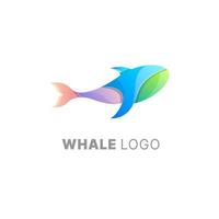 Plantilla colorida degradada de diseño de logotipo de ballena vector