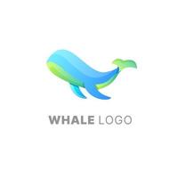 Plantilla colorida degradada de diseño de logotipo de ballena vector