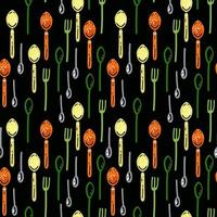 Cutlery. Cooking equipment. Forks and spoons seamless pattern vector
