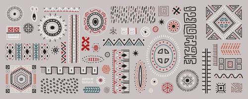African art decoration tribal geometric shapes set. vector