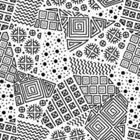 Mayan patchwork seamless pattern. Black and white colors. vector