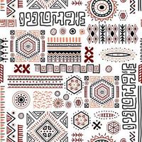 Abstract African shapes seamless background, tribal geometric decoration pattern vector