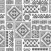 Mayan patchwork seamless pattern. Black and white colors. vector