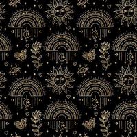 Magic boho symbols seamless pattern. Backdrop of gypsy sacred elements vector