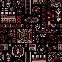 Abstract African shapes seamless background, tribal geometric decoration pattern vector