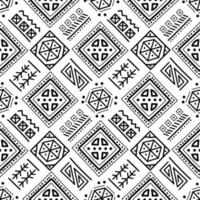 Mayan patchwork seamless pattern. Black and white colors. vector