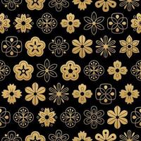 flores tradicionales chinas de patrones sin fisuras. fondo de ornamento oriental vector