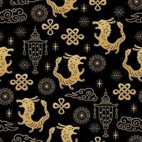 Chinese traditional Zodiac signs Dragon seamless pattern. Oriental ornament vector