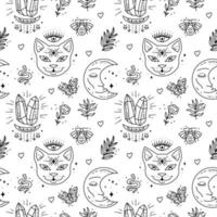 Magic boho symbols seamless pattern. Backdrop of gypsy sacred elements vector