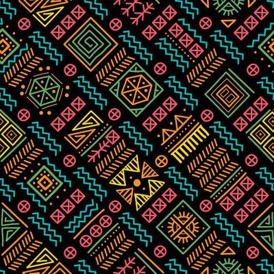 Mayan patchwork seamless pattern. Bright multicolor background