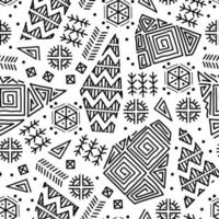 Mayan patchwork seamless pattern. Black and white colors. vector