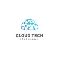 Cloud logo design template cloud technology tech logo cloud data vector