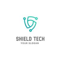 Shield tech logo design template, cyber security, tech logo, shield logo vector