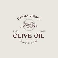 plantilla de diseño de logotipo de rama de olivo, aceite de oliva, hoja de olivo, combinación de logotipo de oliva con hermosa tipografía vector