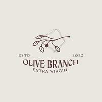 Olive branch logo design template, olive oil, olive leaf, olive logo combination with beautiful typography vector