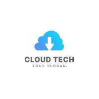 Cloud logo design template cloud technology tech logo cloud data vector