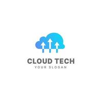 Cloud logo design template cloud technology tech logo cloud data vector