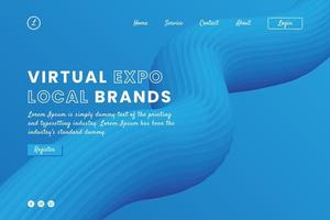 Abstract Fluid Template Landing Page Virtual Expo vector