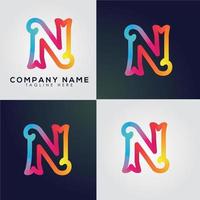 using the concept of the letter N with full colors into a unique and interesting concept vector
