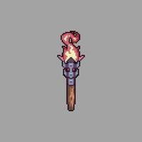 antorcha de pixel art para desarrollo de juegos o activos vector