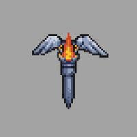 Pixel art torch for game development or asset vector