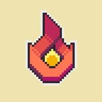 pixel art flaming fire icon vector illustration