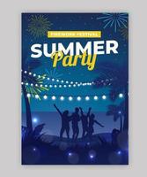Summer Beach Firework Festival Poster Template vector