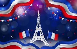 Realistic Flag Bastille Day Background vector