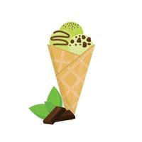 mint ice cream with chocolate vector